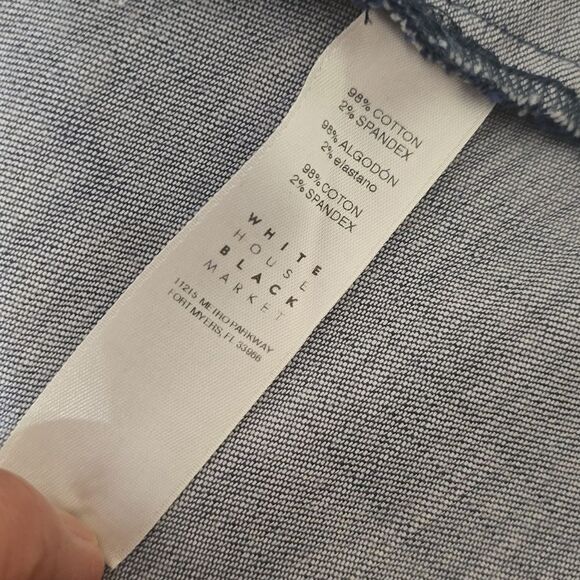 WHITE HOUSE BLACK MARKET Light Blue Lightweight Canvas Moto Jacket Size 10 - Picture 8 of 8